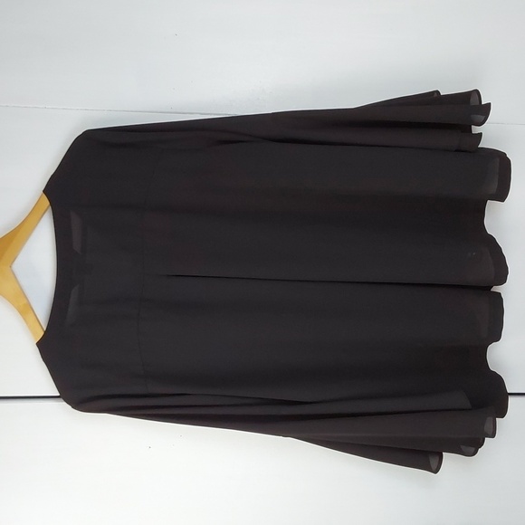 R & R Black Chiffon Semi Sheer Minimalist Top Flowy Classic Evening  Sz.XL - Picture 3 of 6